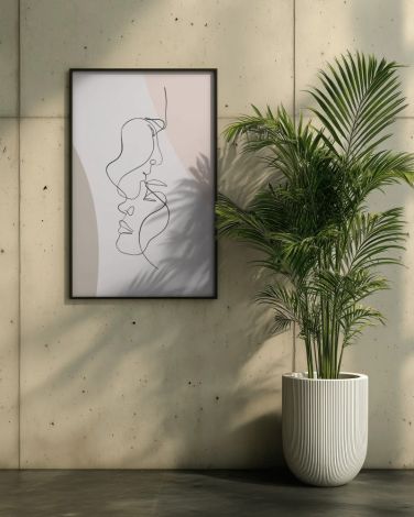 Personalized Abstract Face Line Art Frame Mockup