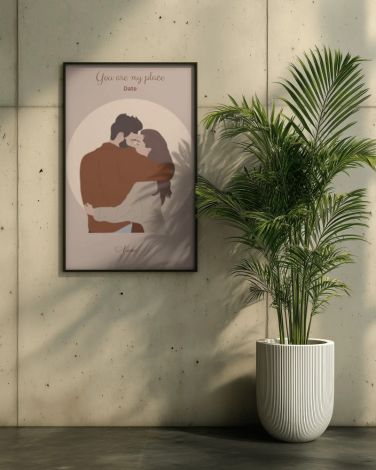 Personalized Couple Illustration Wall Frame Mockup