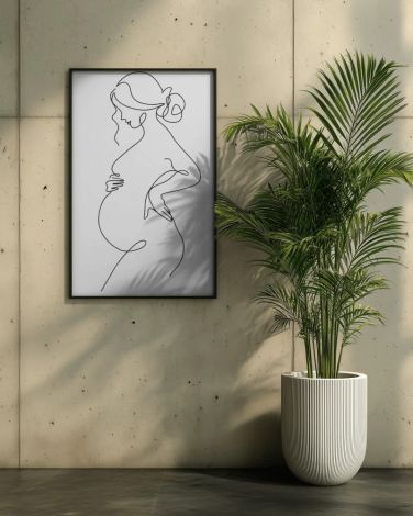 Personalized Maternity Line Art Wall Frame Mockup