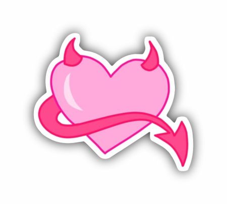 Pink Devil Heart Sticker Mockup