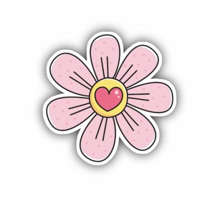 Pink Flower With Heart Sticker Mockup