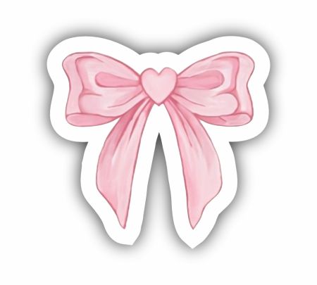Pink Heart Bow Sticker Mockup