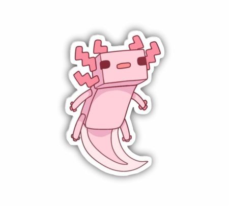Pixel Axoloti Minecraft Sticker Mockup