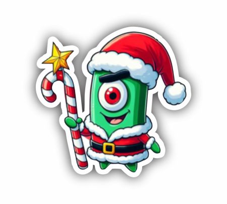 Plankton Santa Christmas Sticker Mockup