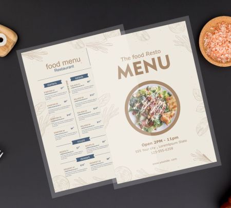 Pouch Laminated Menu Cards Mockup