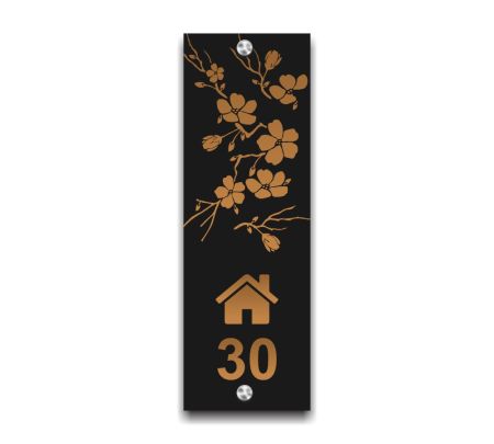 Premium Black and Gold Floral Acrylic Number Plate Mockup