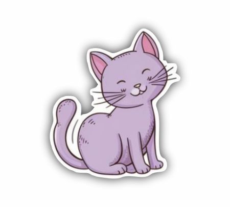 Purple Kitty Cat Sticker Mockup