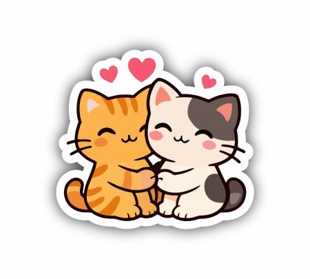 Purr-fect Love Cat Couple Sticker Mockup