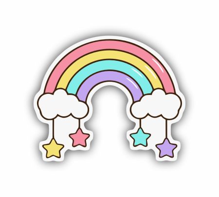 Rainbow Cartoon Sticker Mockup