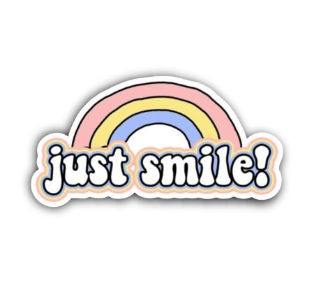 Rainbow Just Smile Aesthetic Sticker