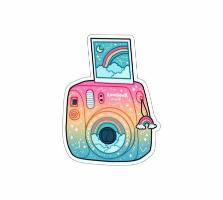 Rainbow Polaroid Sticker Mockup