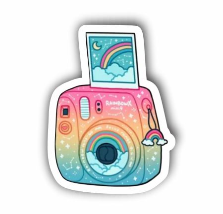 Rainbow Polaroid Sticker Mockup