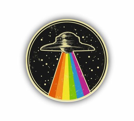 Rainbow UFO Sticker