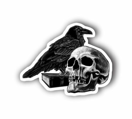 Raven And Skull Sticker Mockup