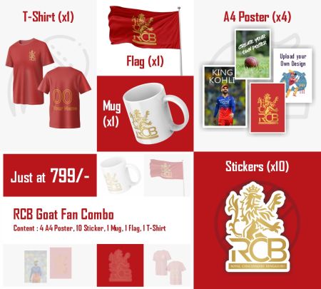 Royal Challengers Bengaluru Goat Fan Combo Mockup