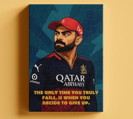 RCB Virat Kohli Motivational Wall Art Canvas Mockup