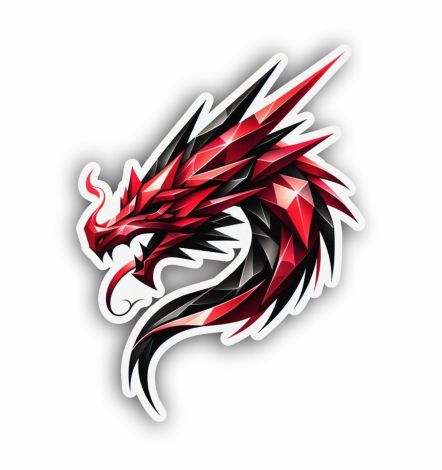 Red And Black Crystal Dragon Sticker Mockup