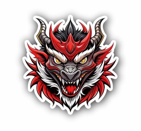Red And White Dragon Sticker Mockup