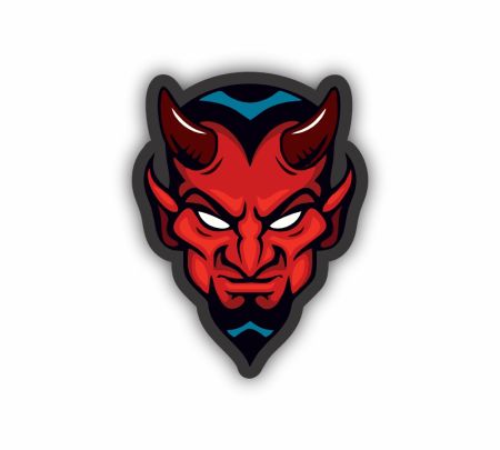 Red Devil Head Sticker Mockup