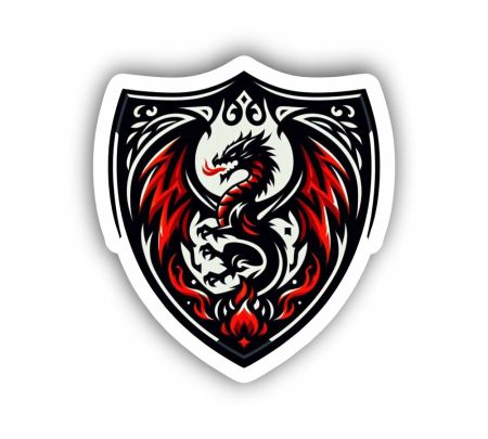 Red Dragon Shield Sticker Mockup