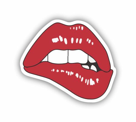 Red Lip Bite Sticker Mockup