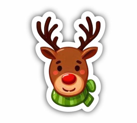 Reindeer Head Christmas Sticker Mockup