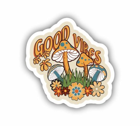 Retro Stay Good Vibes Sticker Mockup