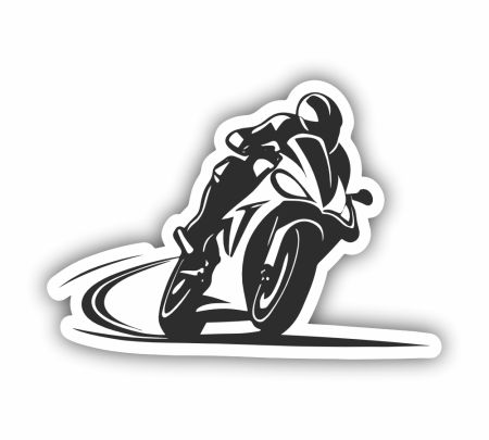 Road Motorcycle With Rider Sticker Mockup