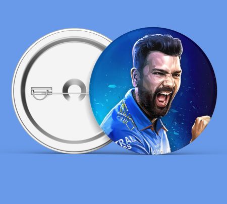 Rohit Sharma Rage Button Badge Mockup