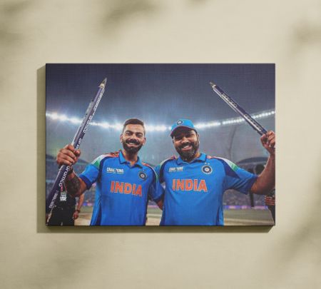 Rohit Virat Winning Moment Wall Art Canvas Print Mockup