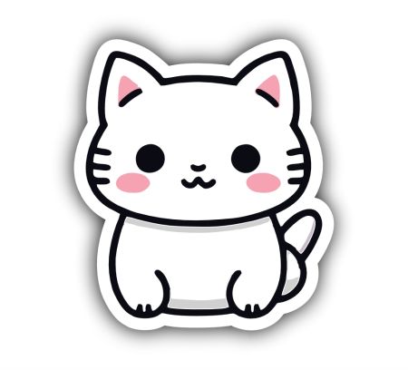 Rose Kitty Kawaii Cat Sticker Mockup