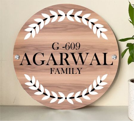Round Acrylic Home Name Plate Mockup