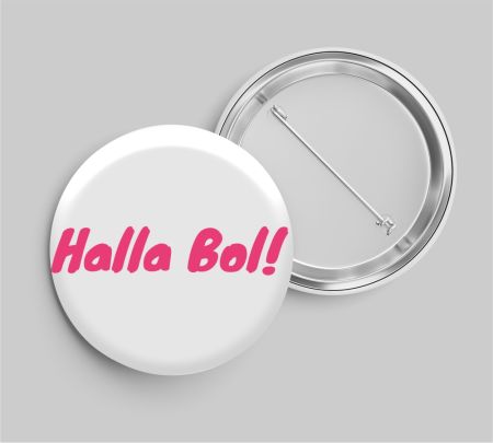 RR Halla Bol Button Badge Mockup