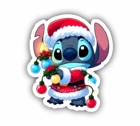 Santa Stitch Christmas Sticker Mockup
