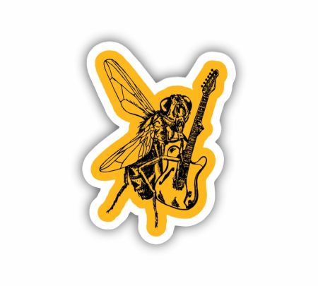 Seembo Fly Playing Guitar Sticker Mockup
