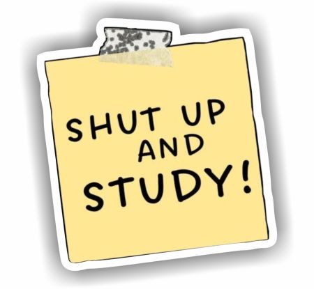 Shut Up And Study Sticker Mockup