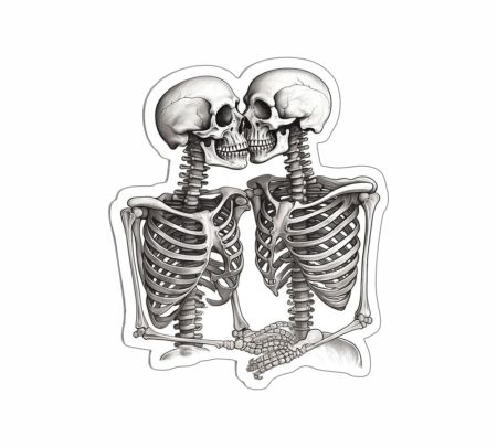 Skeleton Love Sticker Mockup
