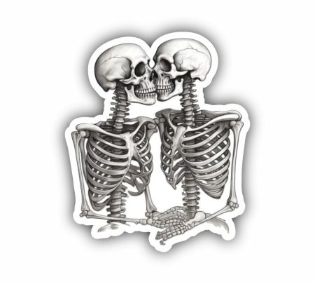 Skeleton Love Sticker Mockup