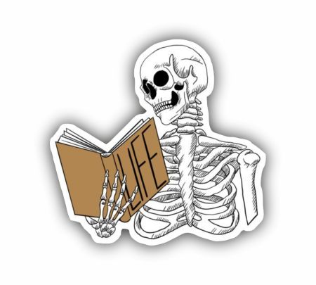 Skeleton Reading Book Sticker Mockup