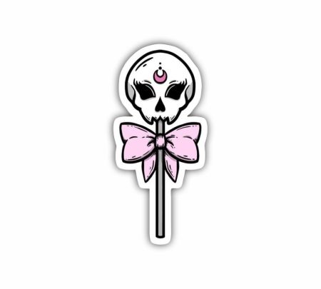Skeleton Head Bow Sticker Mockup