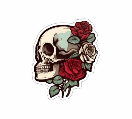 Skull Roses Sticker Mockup
