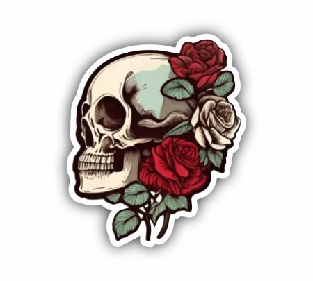 Skull Roses Sticker Mockup