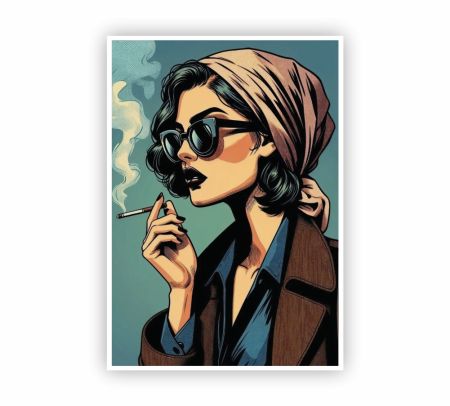 Smoking Girl Pop Art Poster Mockup