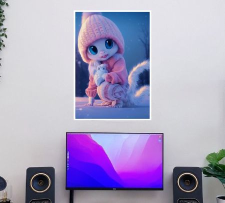 Snowy Snuggles Kitten Poster Mockup