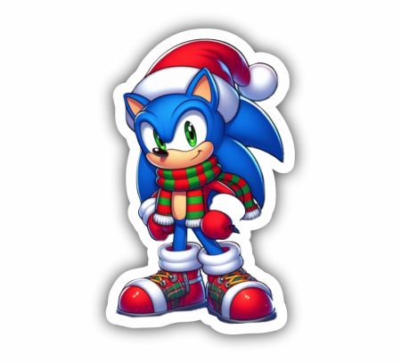 Sonic Christmas Sticker Mockup