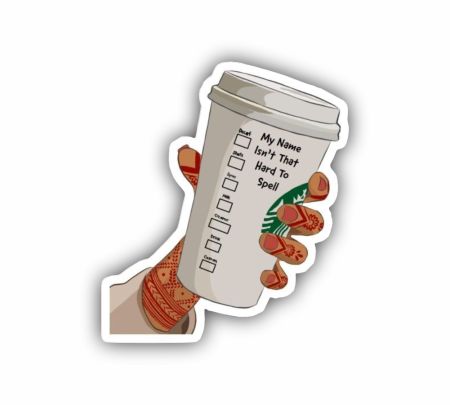 Spell My Name Starbucks Sticker Mockup