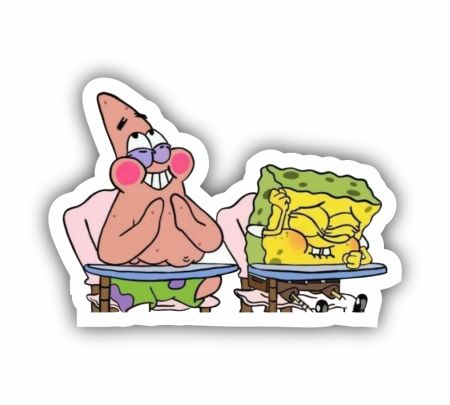 Spongebob And Patrick Sticker Mockup