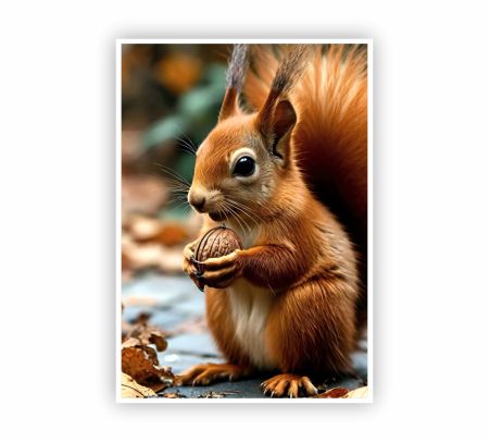Squirrel Eating Hazelnuts Poster Mockup