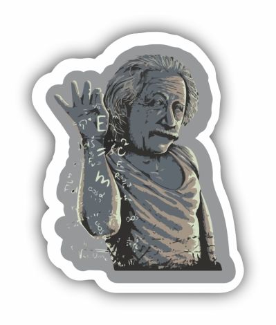 Statue Of Einstein Sticker Mockup
