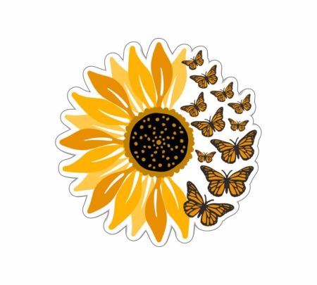 Sunflower Art Butterfly Sticker Mockup
